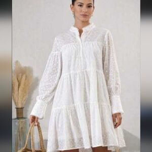NWT Aofur Eyelet Layered Boho Shift Dress